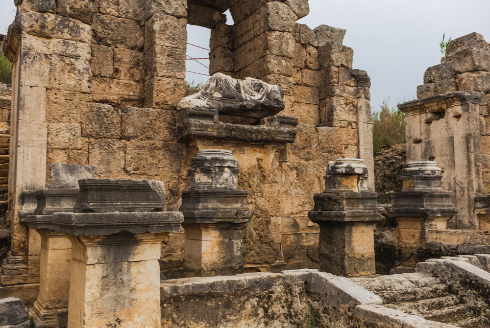 Monumental Fountain Nymphaeum at Perge Ancient Site in Antalya in Turkey