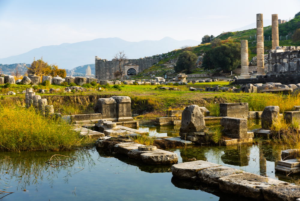 Temple of Leto in Letoon Ancient Site in Fethiye in Turkey