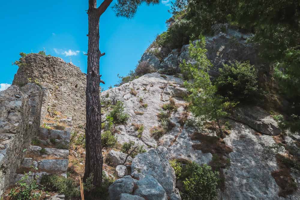 Walls of Alara Castle in Antalya in Turkey