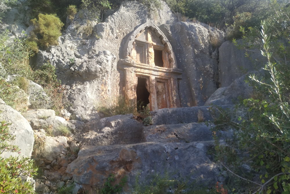Rock Cut Tombs in Antiphelllos in Kas in Antalya in Turkey