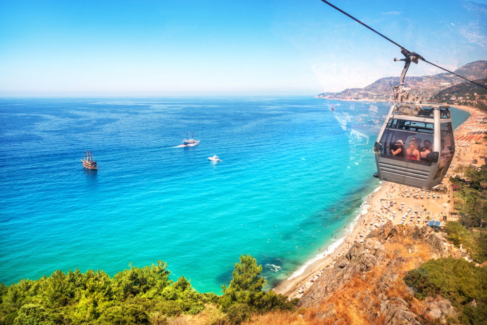 Damlataş Beach Cable Car in Antalya in Turkey