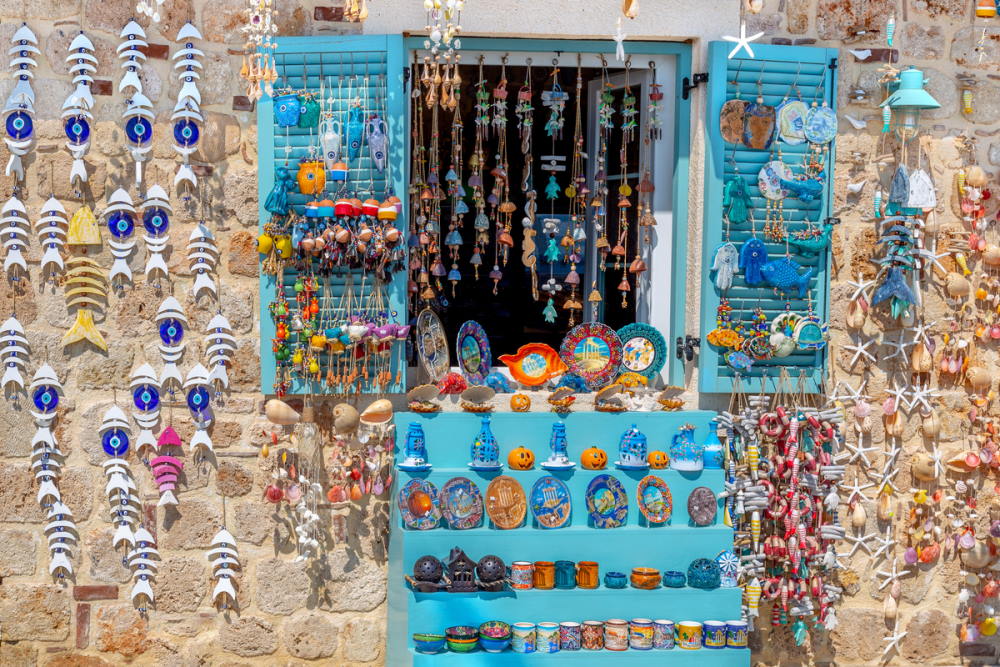 Shopping in Side Old Town in Antalya Turkey