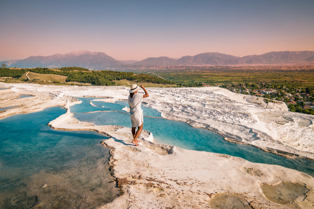 Travertine Terraces in Pamukkale in Turkey