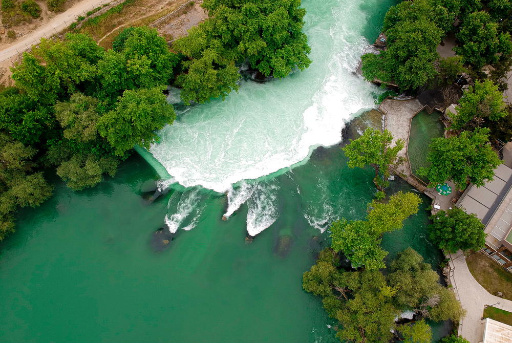 manavgat waterfall drone in Antalya in Turkey