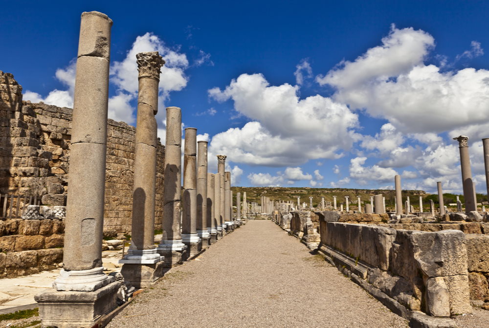 Agora Ruins at Perge Ancient Site in Antalya in Turkey