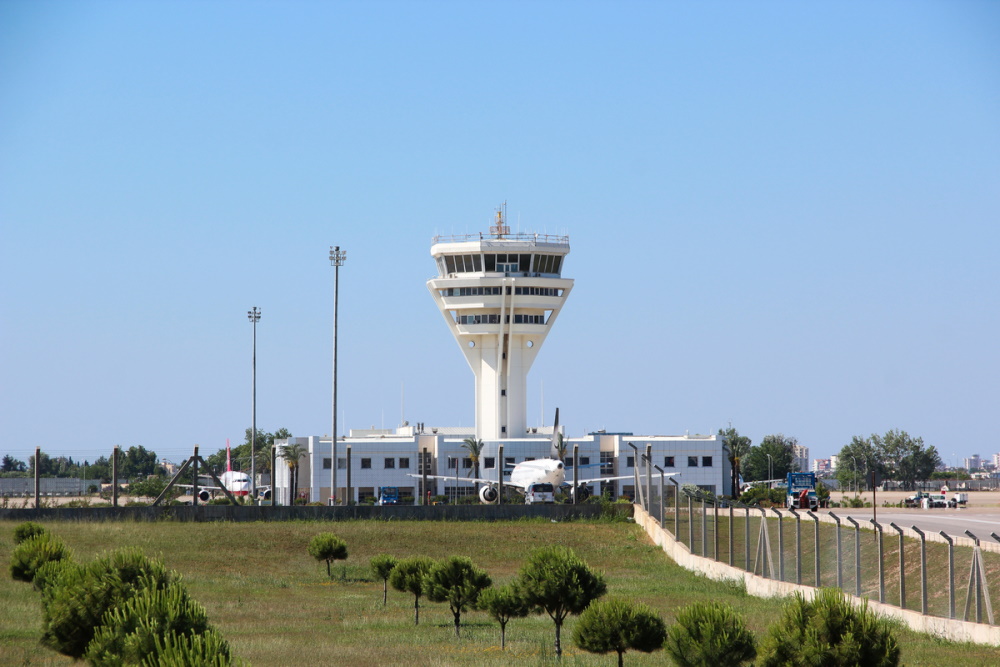 Airport watchtower in Antalya in Turkey,