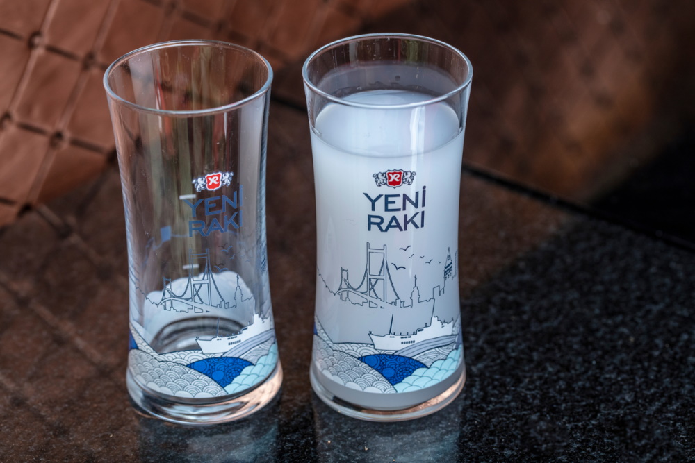 Glass of raki and water in Turkey