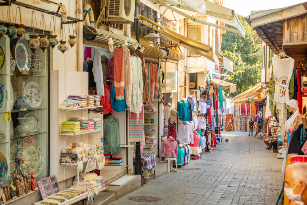 Hotels and shops in the Historic part of Antalya in Turkey (Editorial)