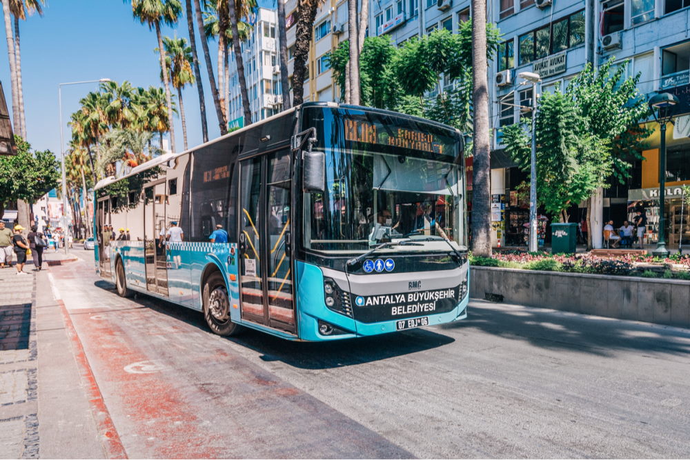 Regular bus that is part of the Antalya public transport (Editorial)