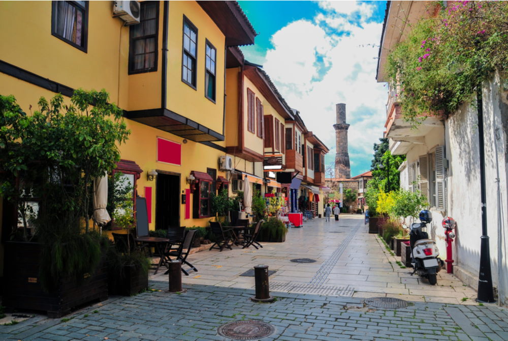kaleici streets in antalya in turkey