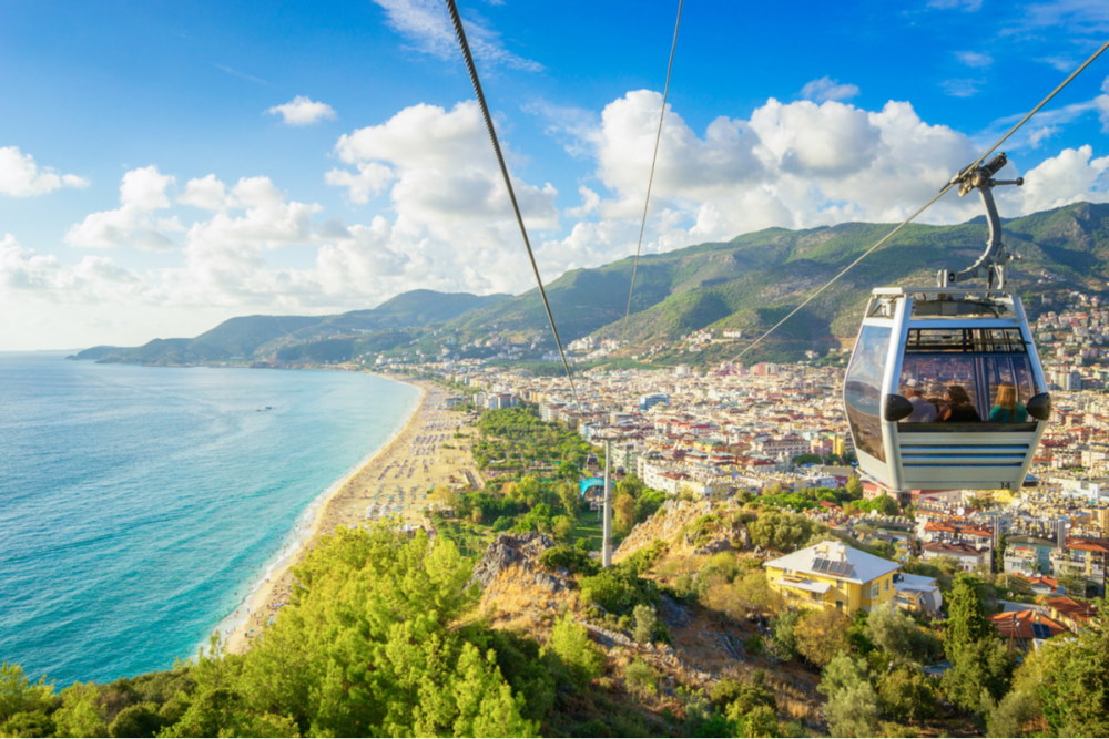 Alanya Cityscape from a funicular cart in Turkey