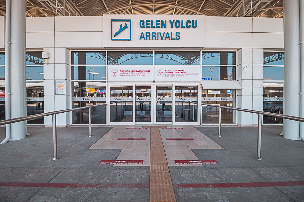 Entrance to the Covid-19 Test Center at Antalya Airport