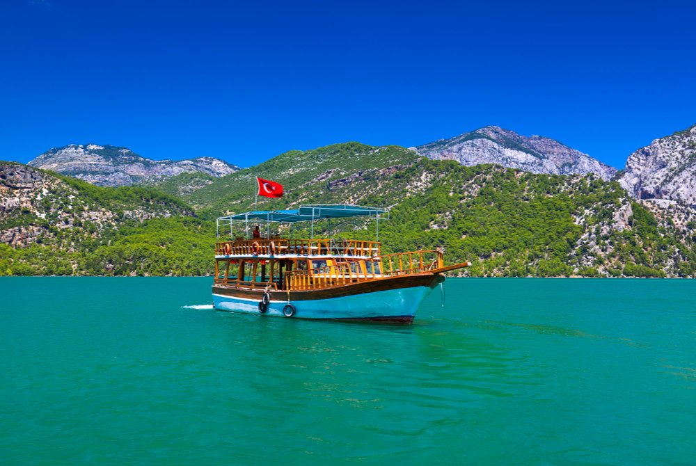 boat cruise manavgat river in Antalya in Turkey