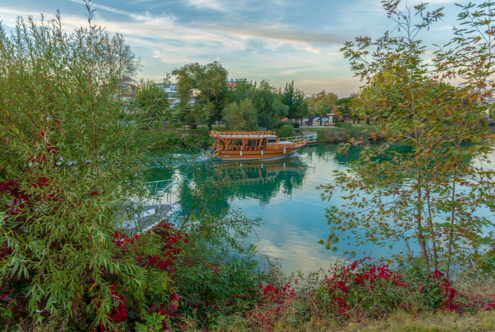boat on the manavgat river in Antalya in Turkey