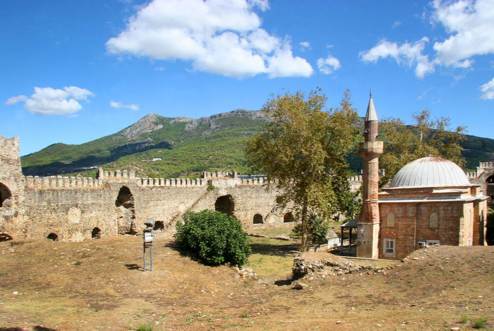 ınner courtyard of Mamure Castle in Mersin in Turkey