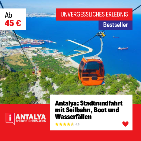 Antalya: Stadtrundfahrt mit Seilbahn, Boot und Wasserfällen