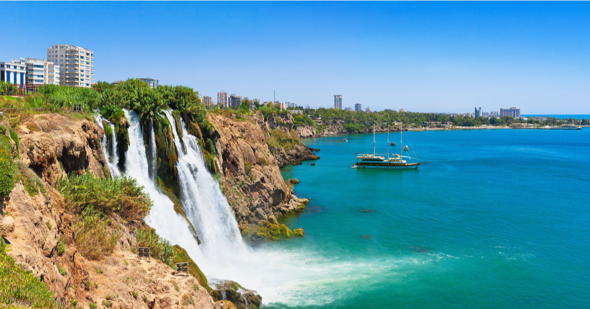 lower düden waterfall in antalya in turkey