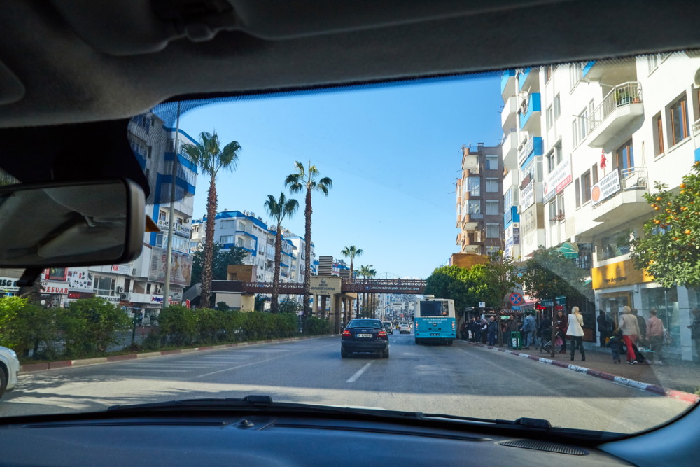 View from a car in Antalya Streets (Editorial)