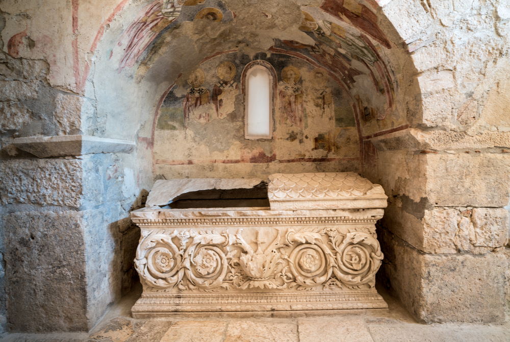 Sarcophagus of Nicholas of Myra in Demre in Antalya in Turkey